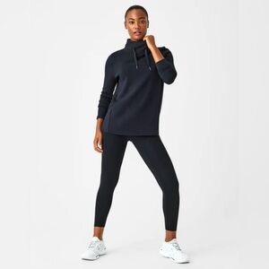 SPANX Black Athleisure Pullover Sweatshirt Women Small Funnel Neck Top